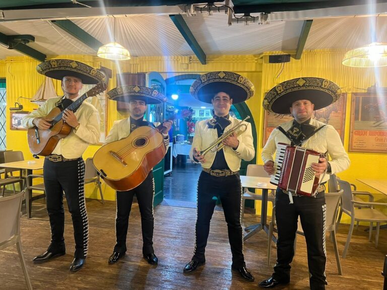 Mariachi Toluca con acordeón, guitarrón y trompeta en una fiesta